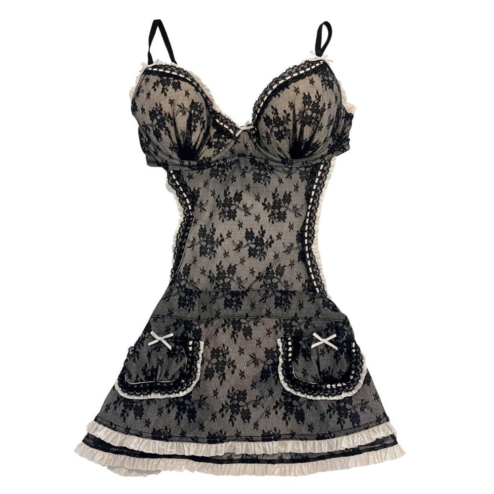 Vintage Victoria's Secret French Maid Lingerie Apron Lace Coquette - Size 36C